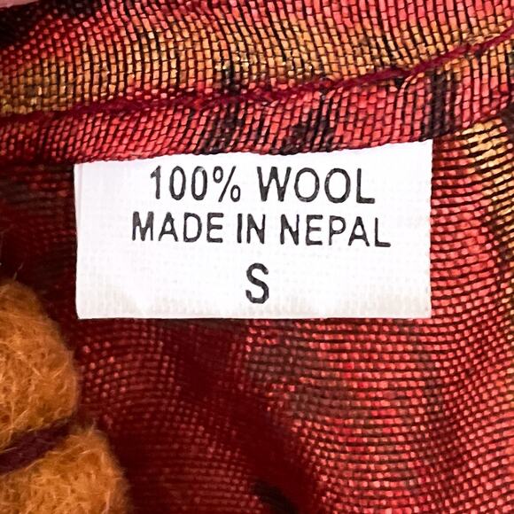 Vintage 100% Wool Handmade Nepalese Shoulder Bag Purse 3D Floral Brown Tan - Picture 8 of 11